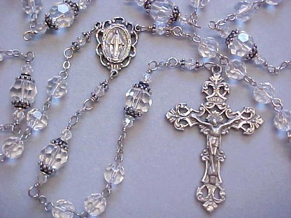 Pewter Rosary with Chinese Crystal