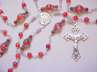 handmade red coral rosary