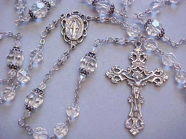 handmade pewter rosary with glass crystal